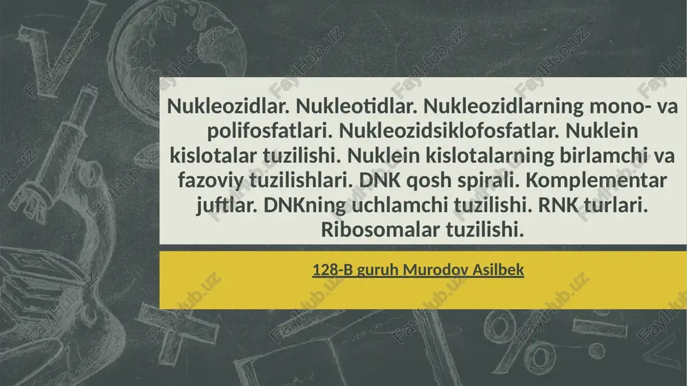 nukleozidlar va nukleotidlar — PPTX