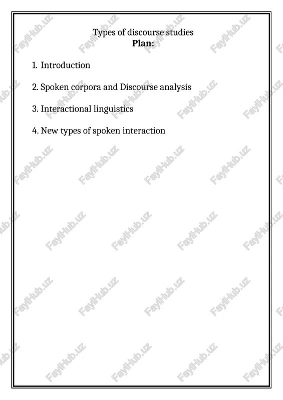 types of discourse studies — DOCX