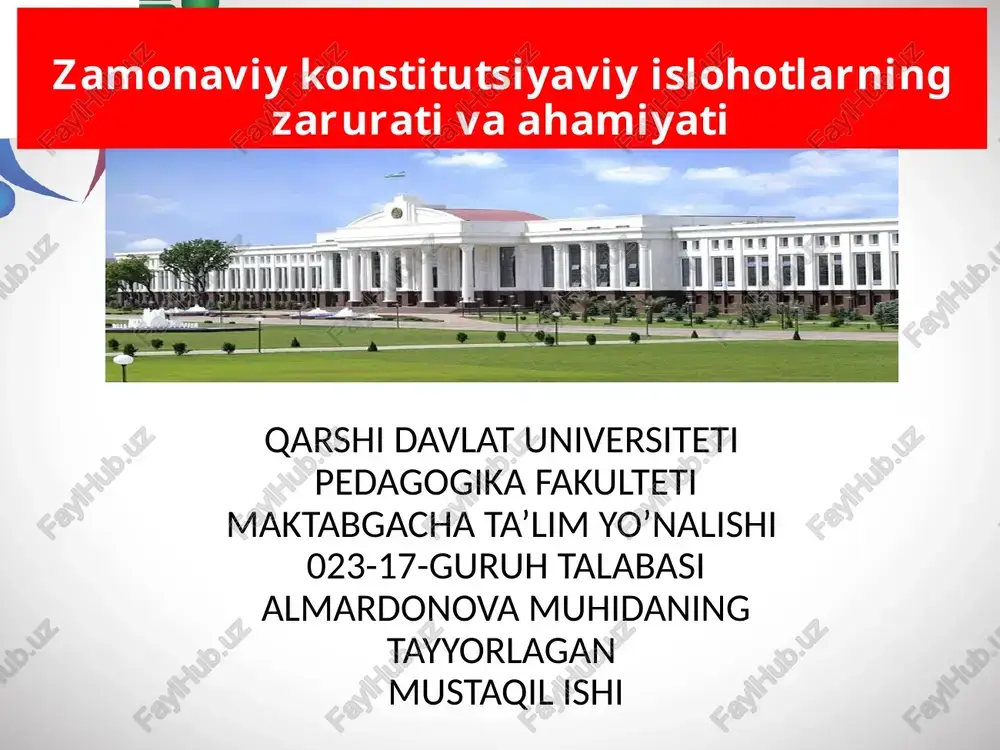 zamonaviy konstitutsiyaviy islohatlar — PPTX