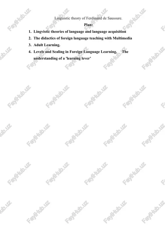 linguistic theory of ferdinand de saussure — DOCX
