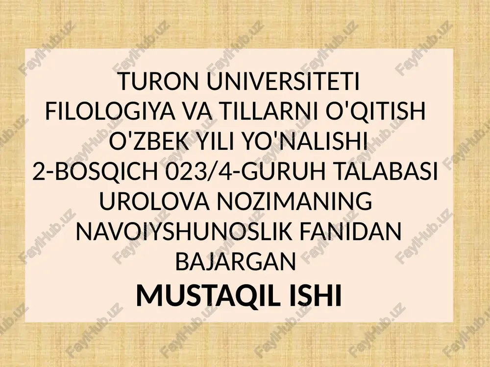 makorimul-axloq asarida navoiy shaxsiyatiga doir qarashlar — PPTX