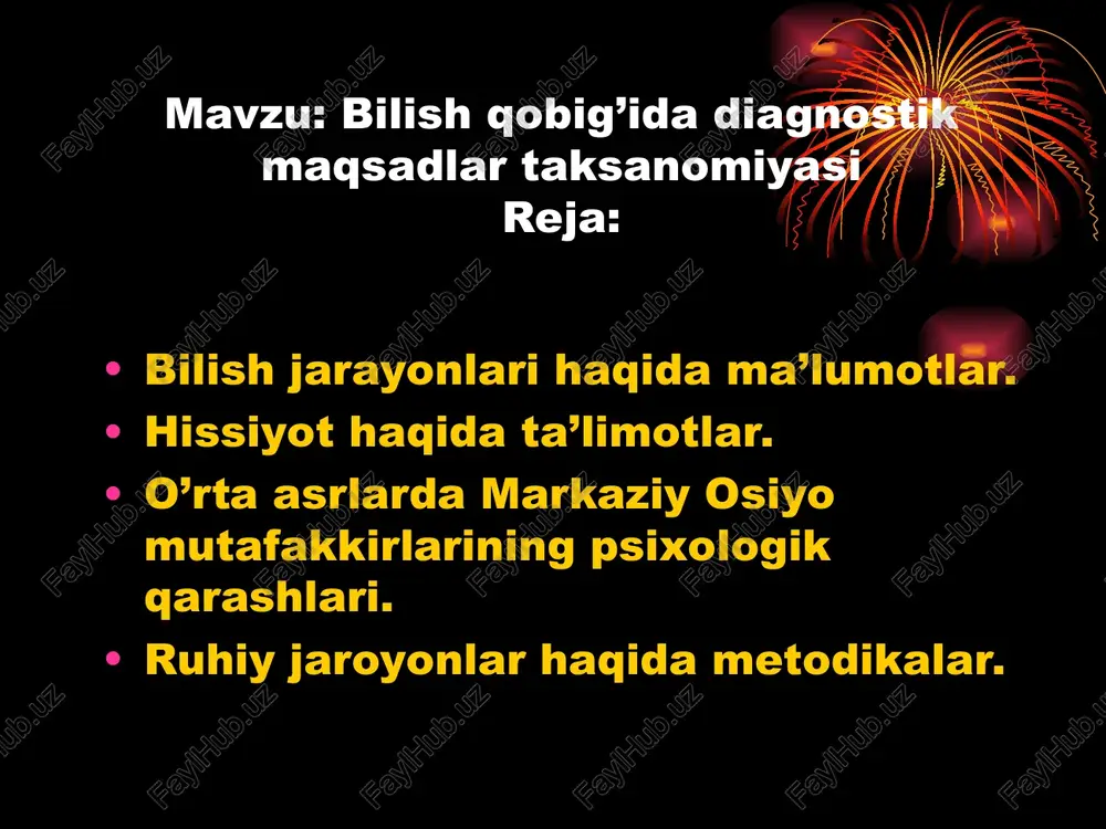 bilish qobig’ida diagnostik maqsadlar taksanomiyasi — PPT