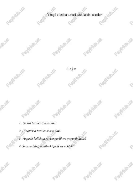 yengil atletika turlari texnikasini asoslari — DOC