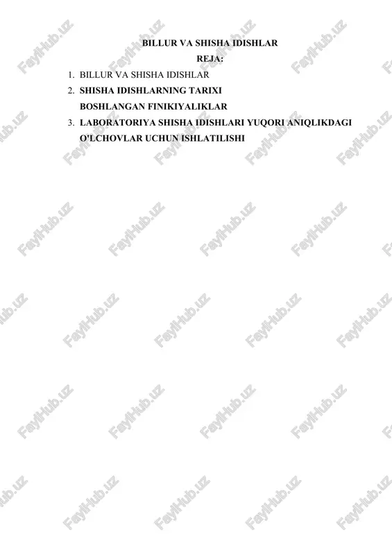 billur va shisha idishlar — DOCX