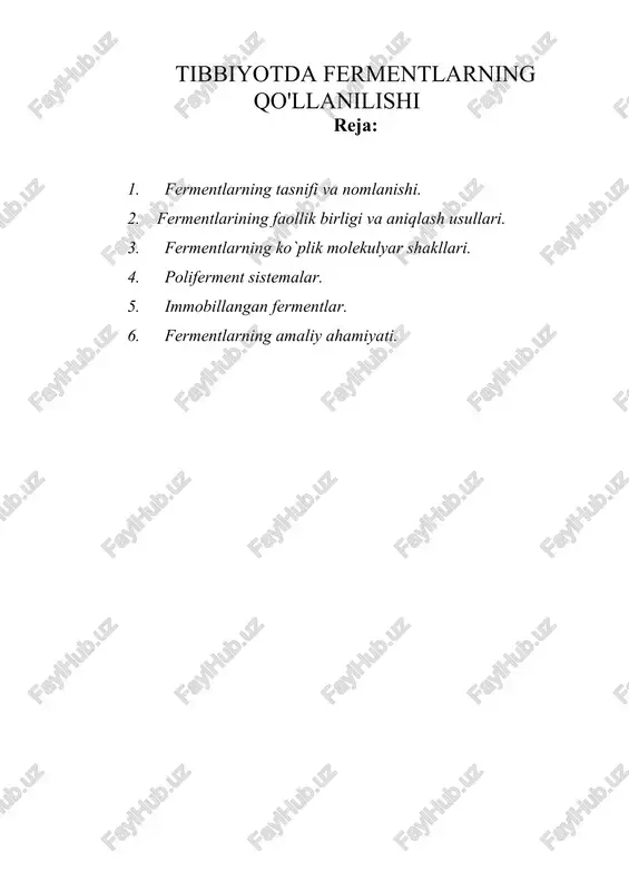 tibbiyotda fermentlarning qo'llanilishi — DOC