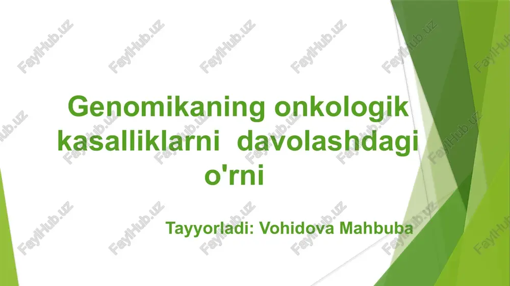 genomika va onkologik kasalliklar — PPTX