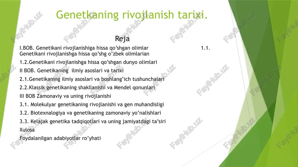 genetkaning rivojlanishi tarixi — PPTX