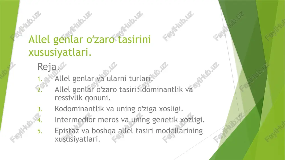 allelgenlar va ularning xususiyatlari — PPTX