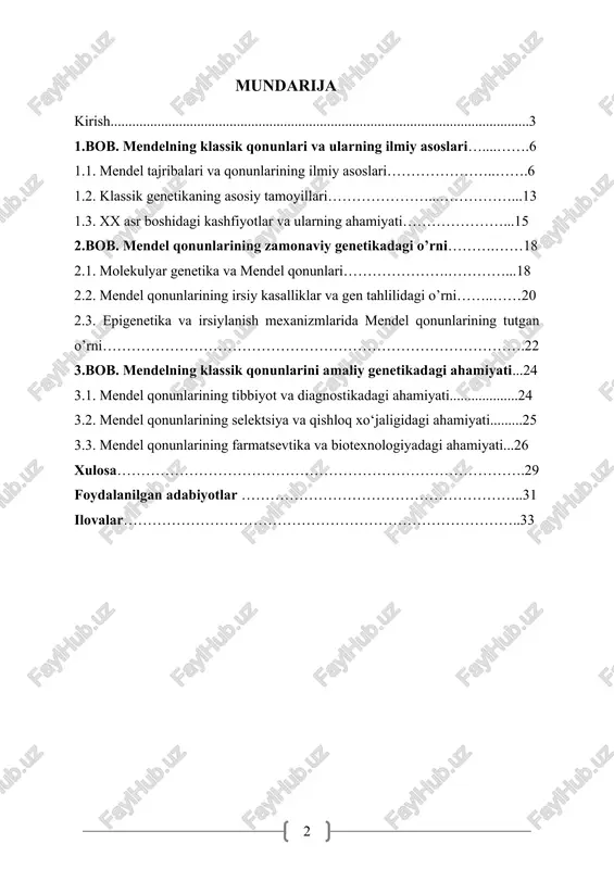 genetika bugungi kunda — DOCX