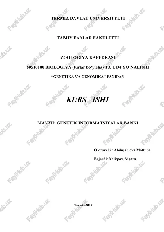 genetik informatsiyalar banki — DOCX