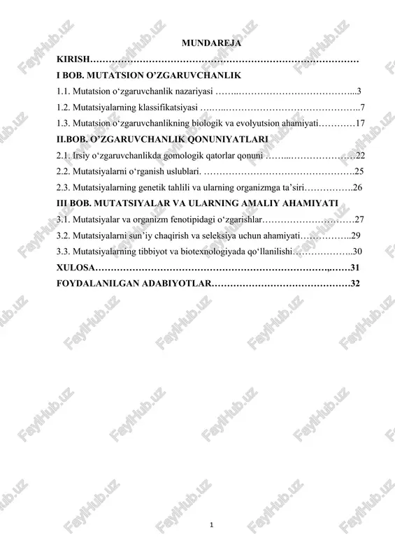 mutatsion o‘zgaruvchanlik — PDF