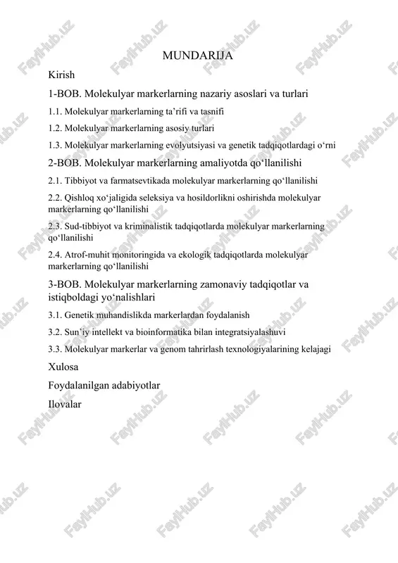 molekulyar markerlar — DOCX