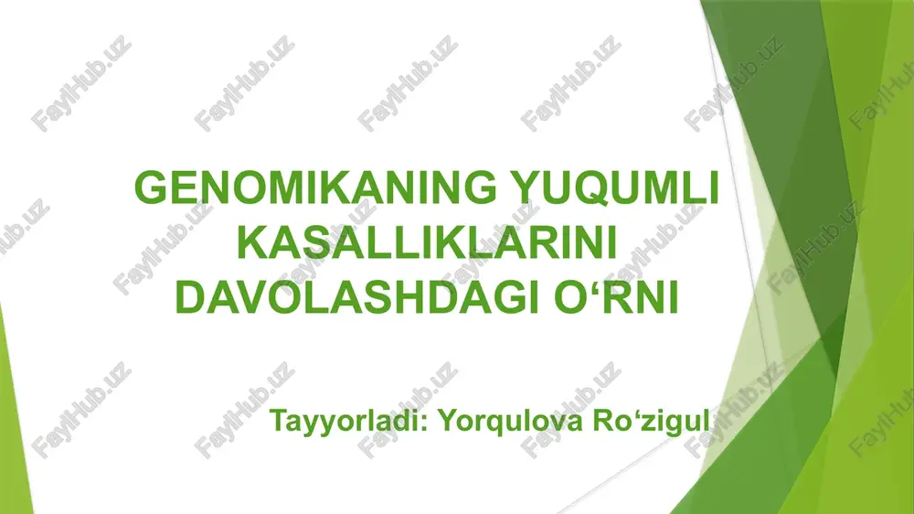 genomikaning yuqumli kasalliklarini davolashdagioʻrni — PPTX