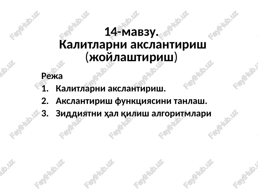 kalitlarni akslantirish — PPTX