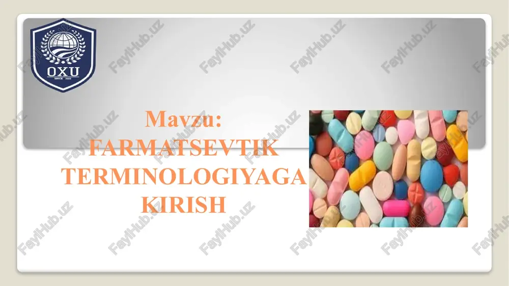 dorivorvositalarning nomenklaturasi — PPTX