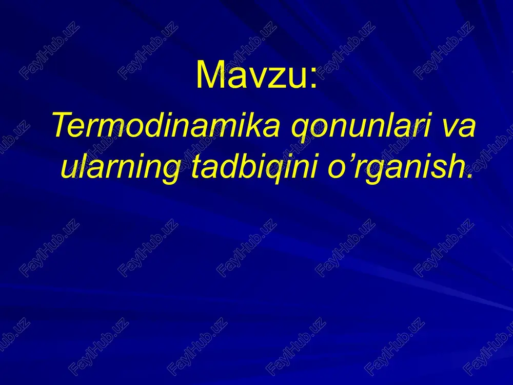 termodinamika 1-qonuni — PPTX