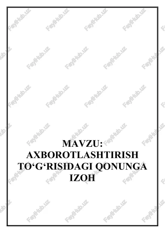 axborotlashtirish to‘g‘risidagi qonun — DOCX