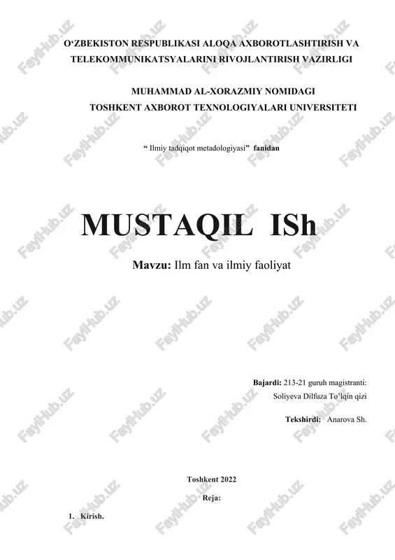 ilm fan va ilmiy faoliyat — DOCX