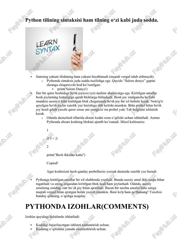 python tilining sintaksisi — DOCX