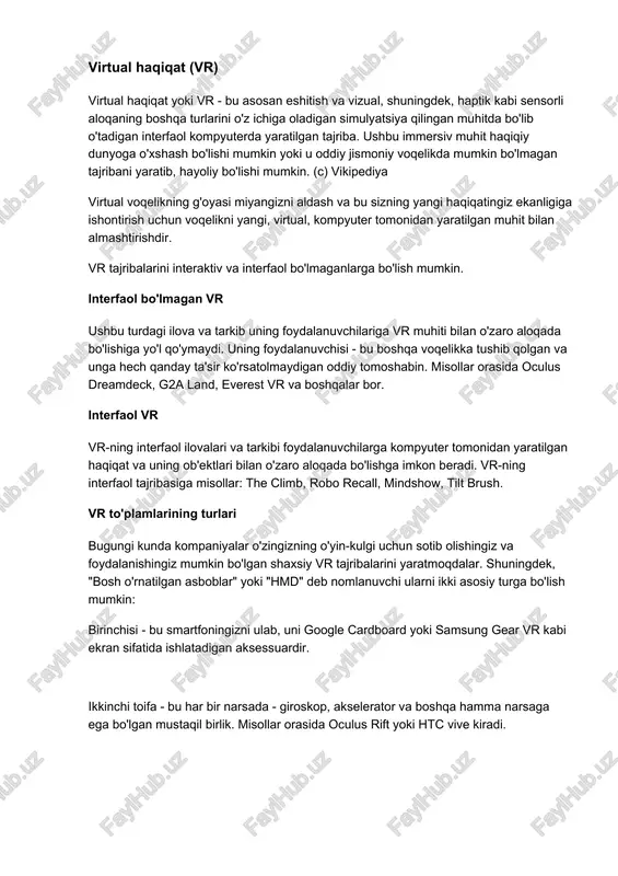 virtual haqiqat (vr) — DOCX