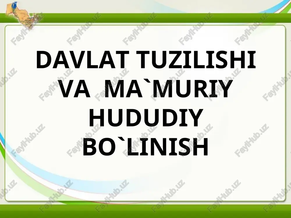 o`zbekiston respublikasining milliy-davlat tuzilishi va uning asoslari — PPT