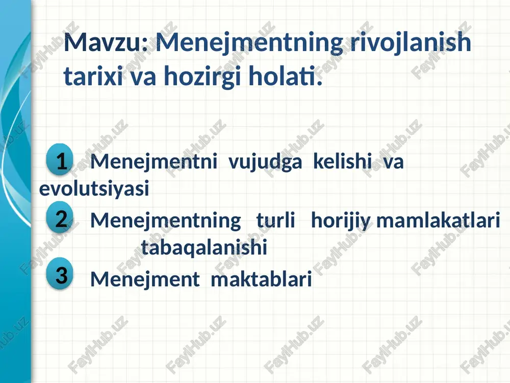 menejmentning rivojlanish tarixi va hozirgi holati — PPTX