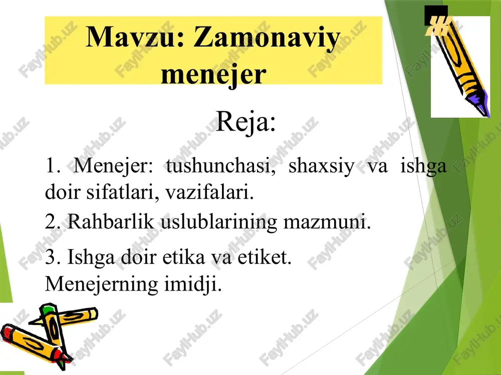 zamonaviy menejer — PPTX