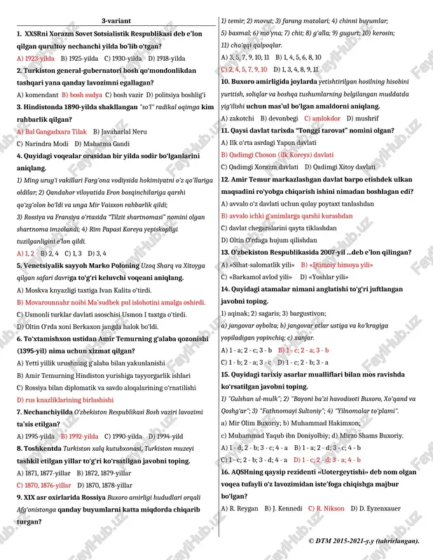 xxsr haqida test savollari — DOCX