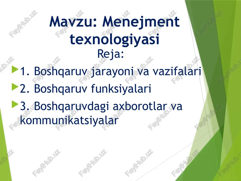 menejment texnologiyasi — PPTX