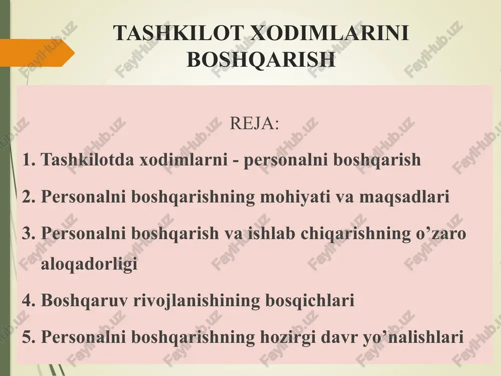 tashkilot xodimlarini boshqarish — PPTX
