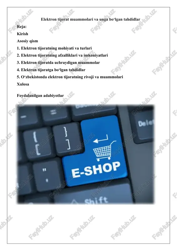 elektron tijorat muammolari va unga bo‘lgan tahdidlar — DOCX