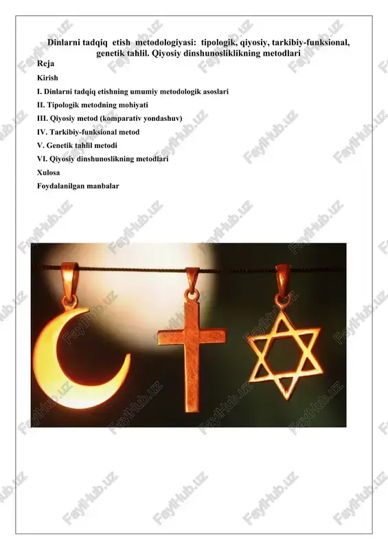 dinlarni tadqiq etish metodologiyasi — DOCX