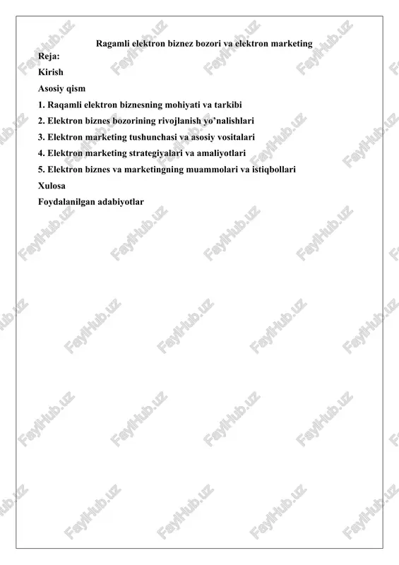 ragamli elektron biznez bozori va elektron marketing — DOCX