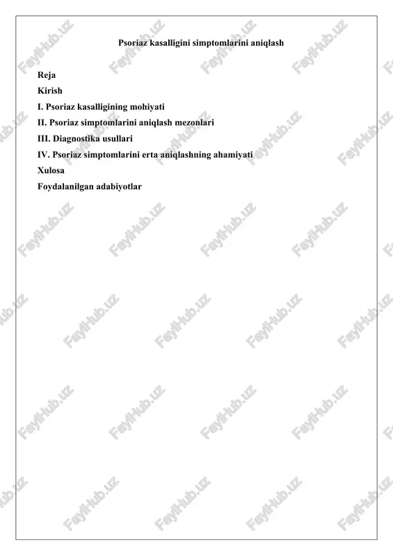 psoriaz kasalligini simptomlarini aniqlash — DOCX