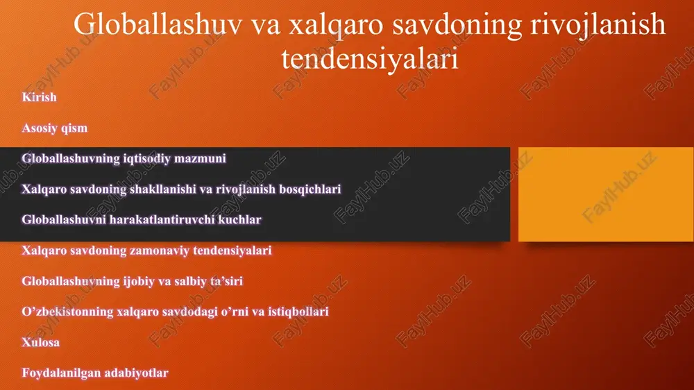 globallashuv va xalqaro savdo — PPTX