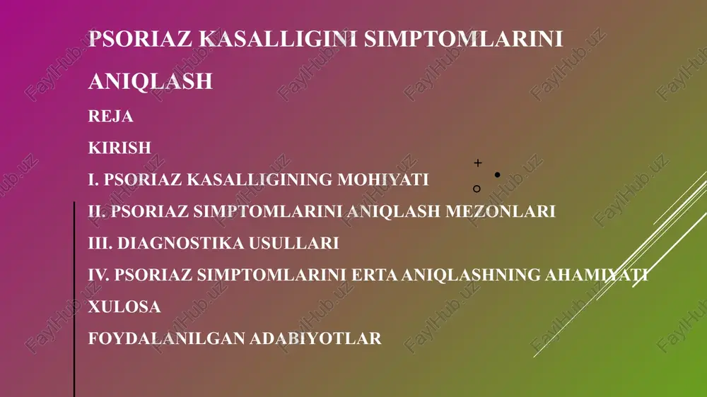psoriaz kasalligini simptomlarini aniqlash — PPTX
