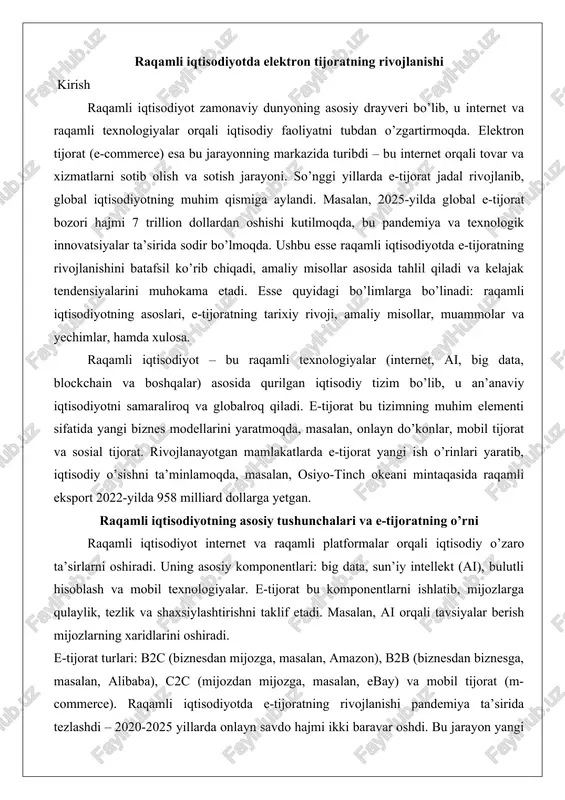 raqamli iqtisodiyotda elektron tijoratning rivojlanishi — DOCX
