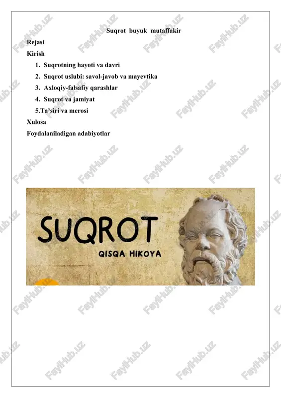 suqrot buyuk mutaffakir — DOCX