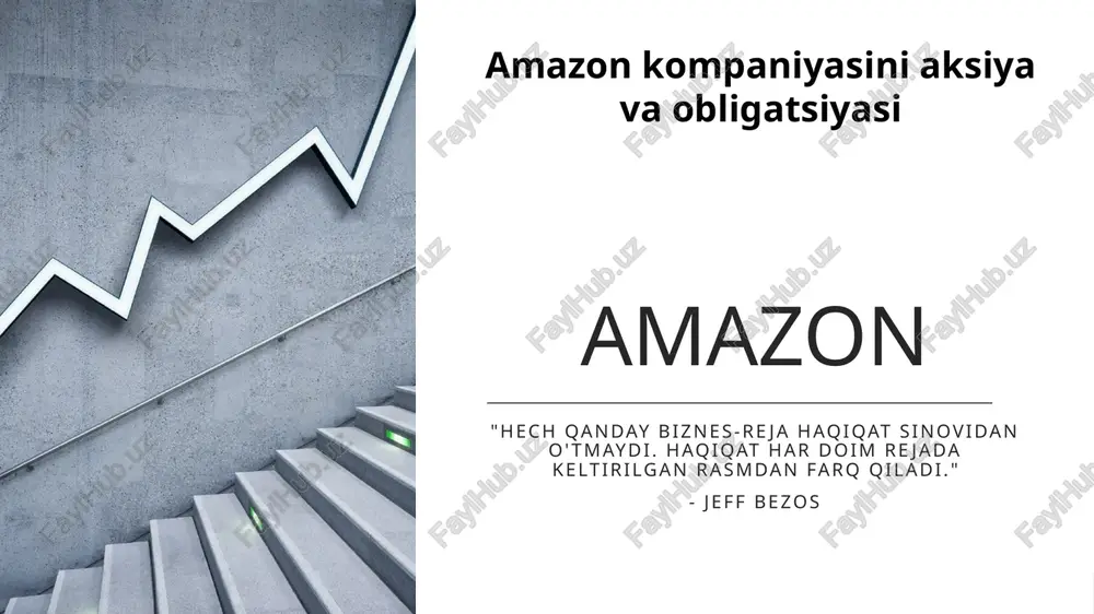 amazon kompaniyasini aksiya va obligatsiyasi — PPTX