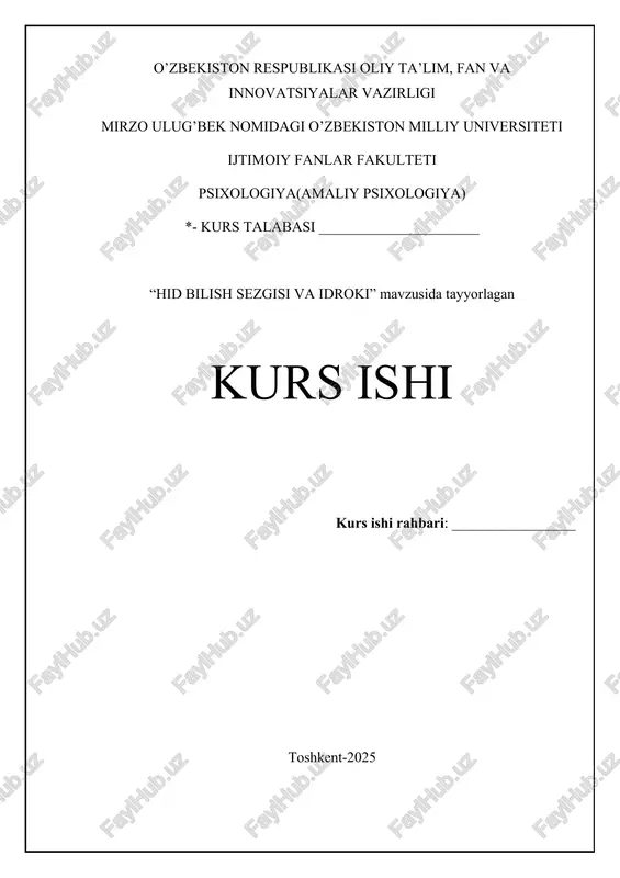 hid bilish sezgisi va idroki — DOCX