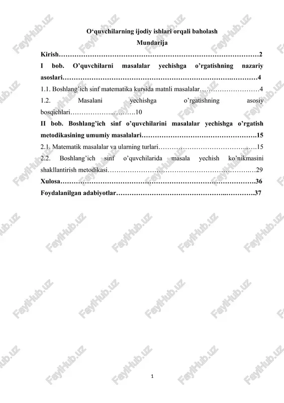 o‘quvchilarning ijodiy ishlari orqali baholash — DOCX