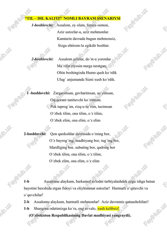 “til – dil kaliti” nomli bayram ssenariysi — DOCX