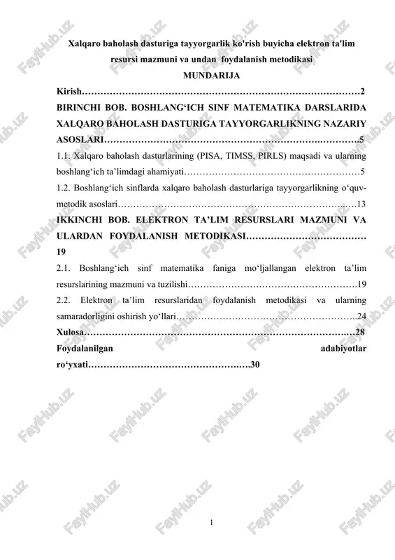 elektron ta’lim resurslari mazmuni va undan foydalanish metodikasi — DOCX