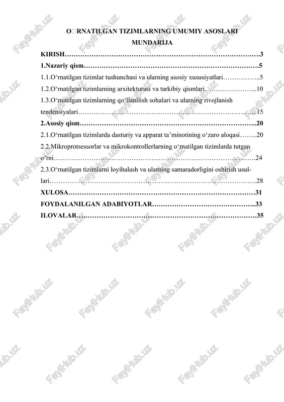 oʻrnatilgan tizimlarning umumiy asoslari — DOCX