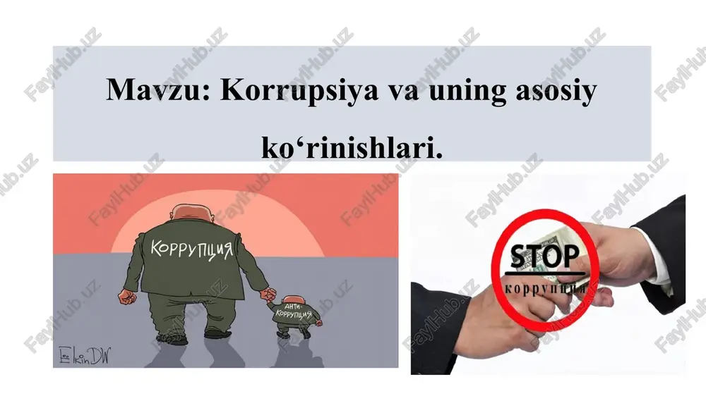 korrupsiya va uning asosiy ko‘rinishlari — PPTX