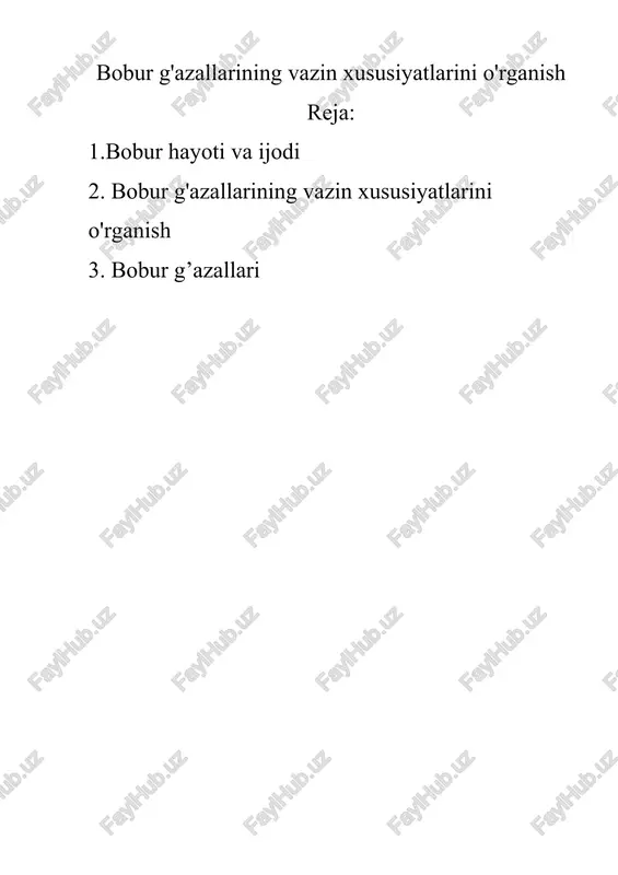 bobur g'azallarining vazin xususiyatlarini o'rganish — DOCX