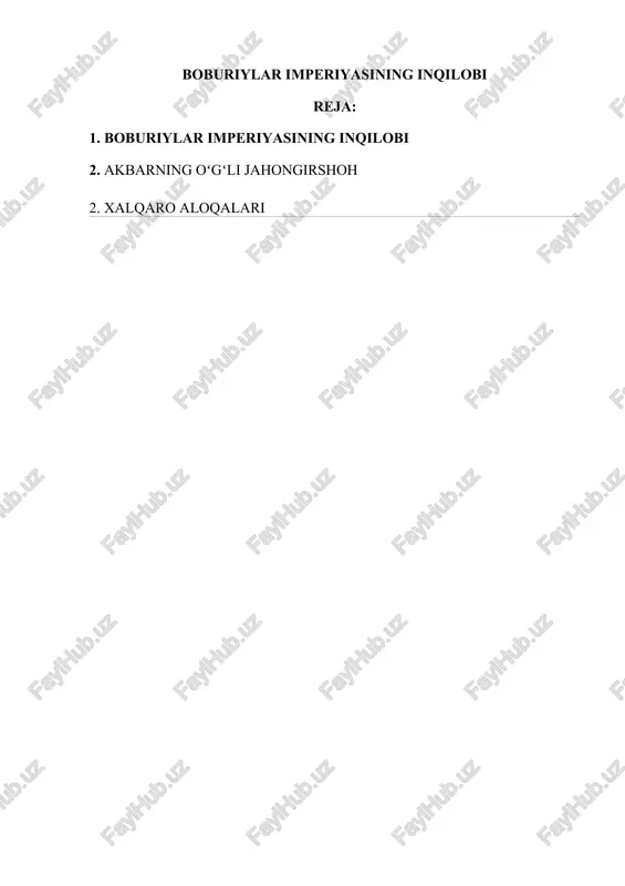 boburiylar imperiyasining inqilobi — DOCX