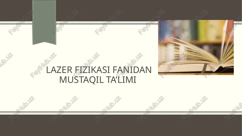 lazer nurining xossalari — PPTX