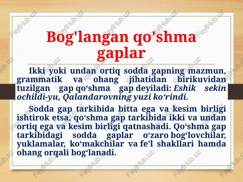 bog'langan qo'shma gaplar — PPTX