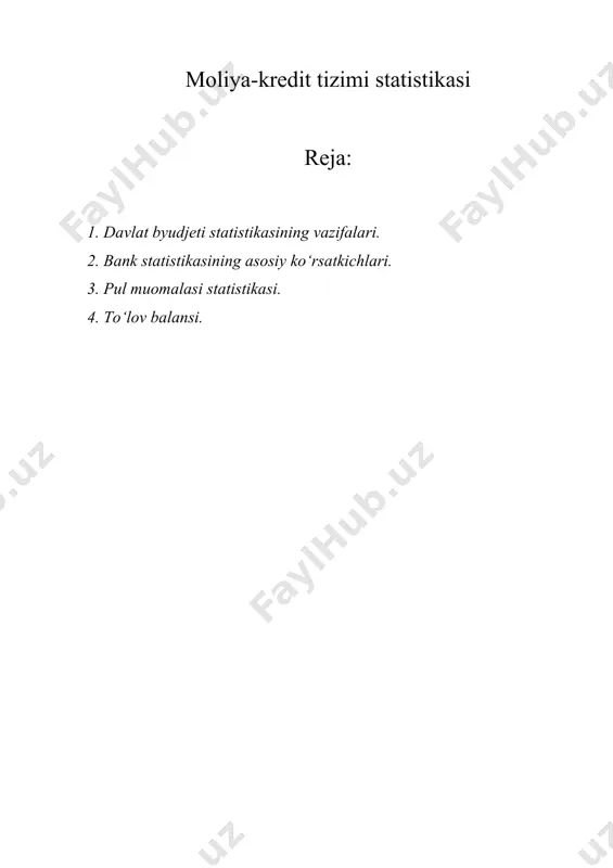moliya-kredit tizimi statistikasi — DOCX